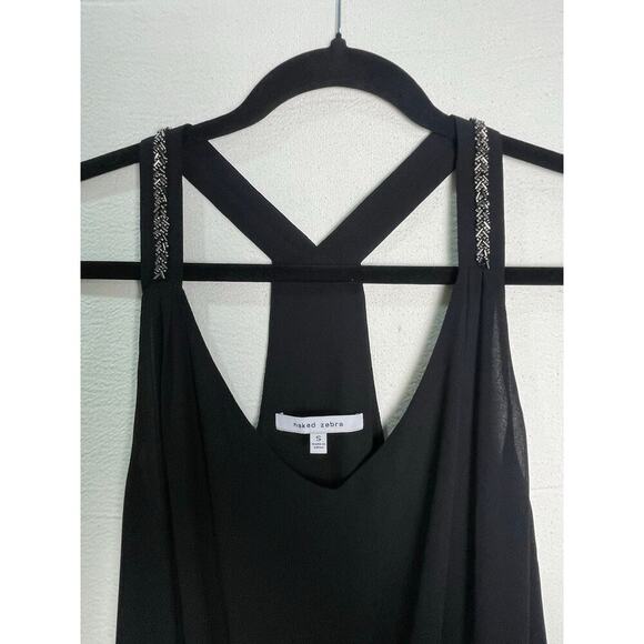 Naked Zebra Black Racerback Beaded Strap Dress - Size S​ - Picture 1 of 9